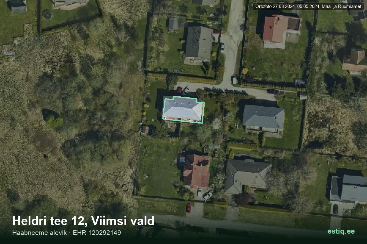 Heldri tee 12, Viimsi – hoone aerofoto, kontuur ehitisregistri (EHR) andmetest