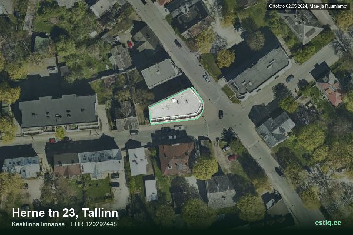 Herne tänav 23, Tallinn – ilmakuva rakennuksesta, ääriviiva rakennusrekisteristä (EHR)