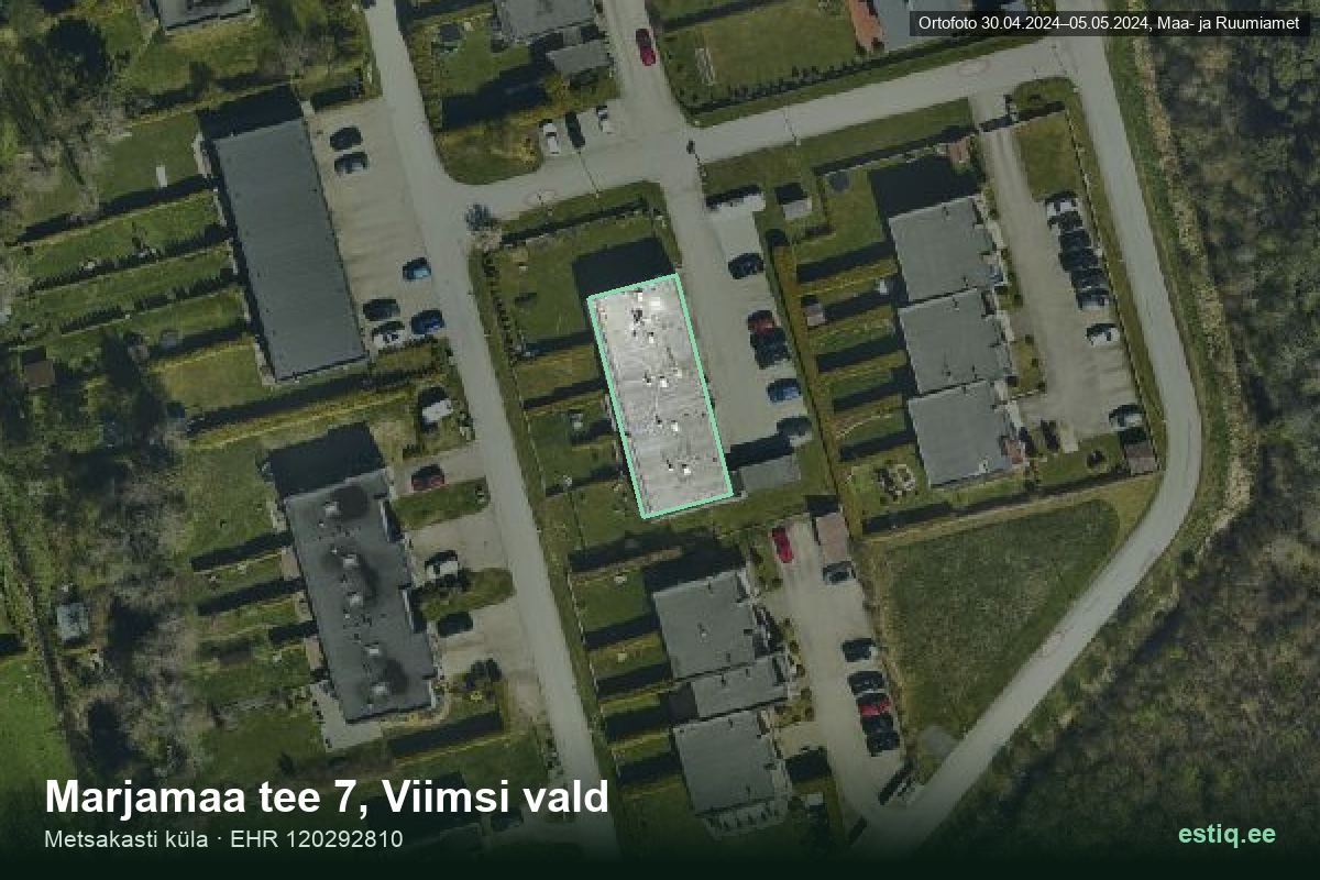 Marjamaa tee 7, Viimsi – aerial photo of the building, outline from the Building Register (EHR)