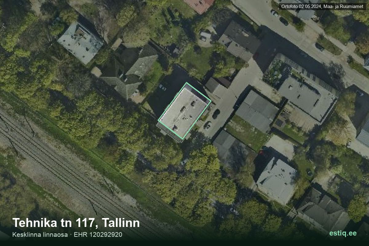 Tehnika tänav 117, Tallinn – aerial photo of the building, outline from the Building Register (EHR)
