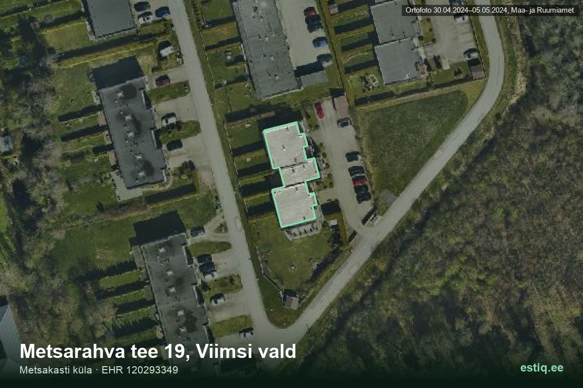 Metsarahva tee 19, Viimsi – aerial photo of the building, outline from the Building Register (EHR)