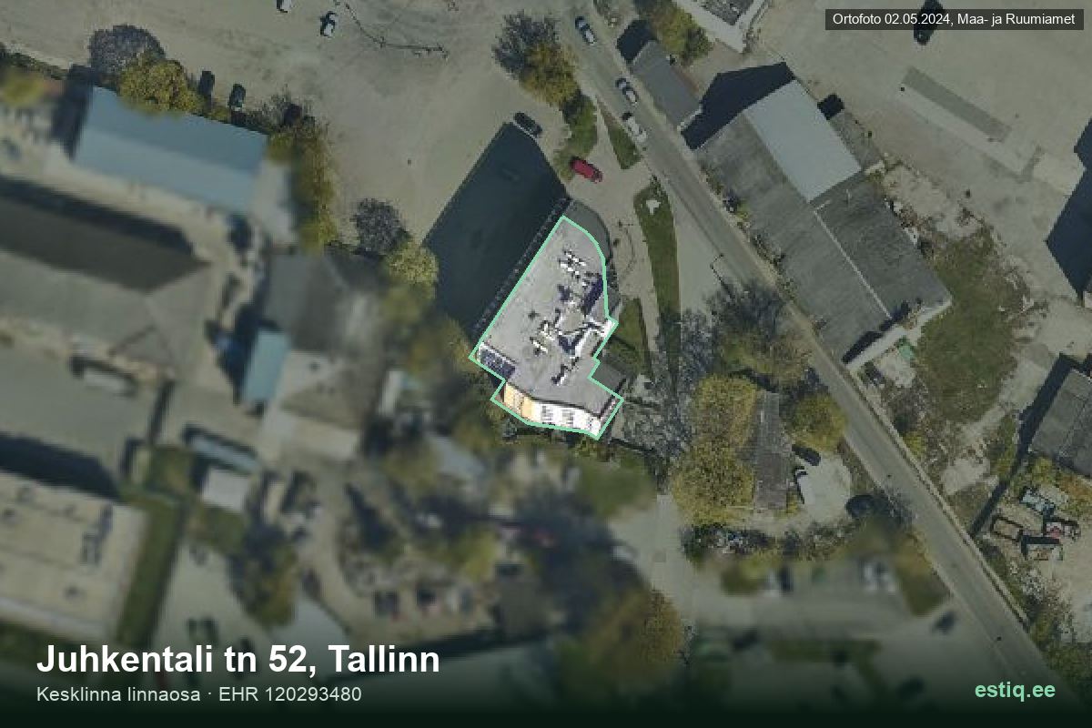 Juhkentali tänav 52, Tallinn – aerial photo of the building, outline from the Building Register (EHR)