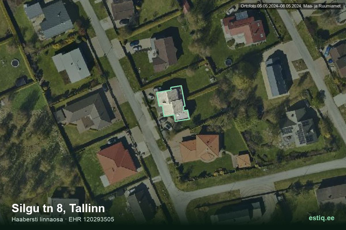 Silgu tänav 8, Tallinn – hoone aerofoto, kontuur ehitisregistri (EHR) andmetest