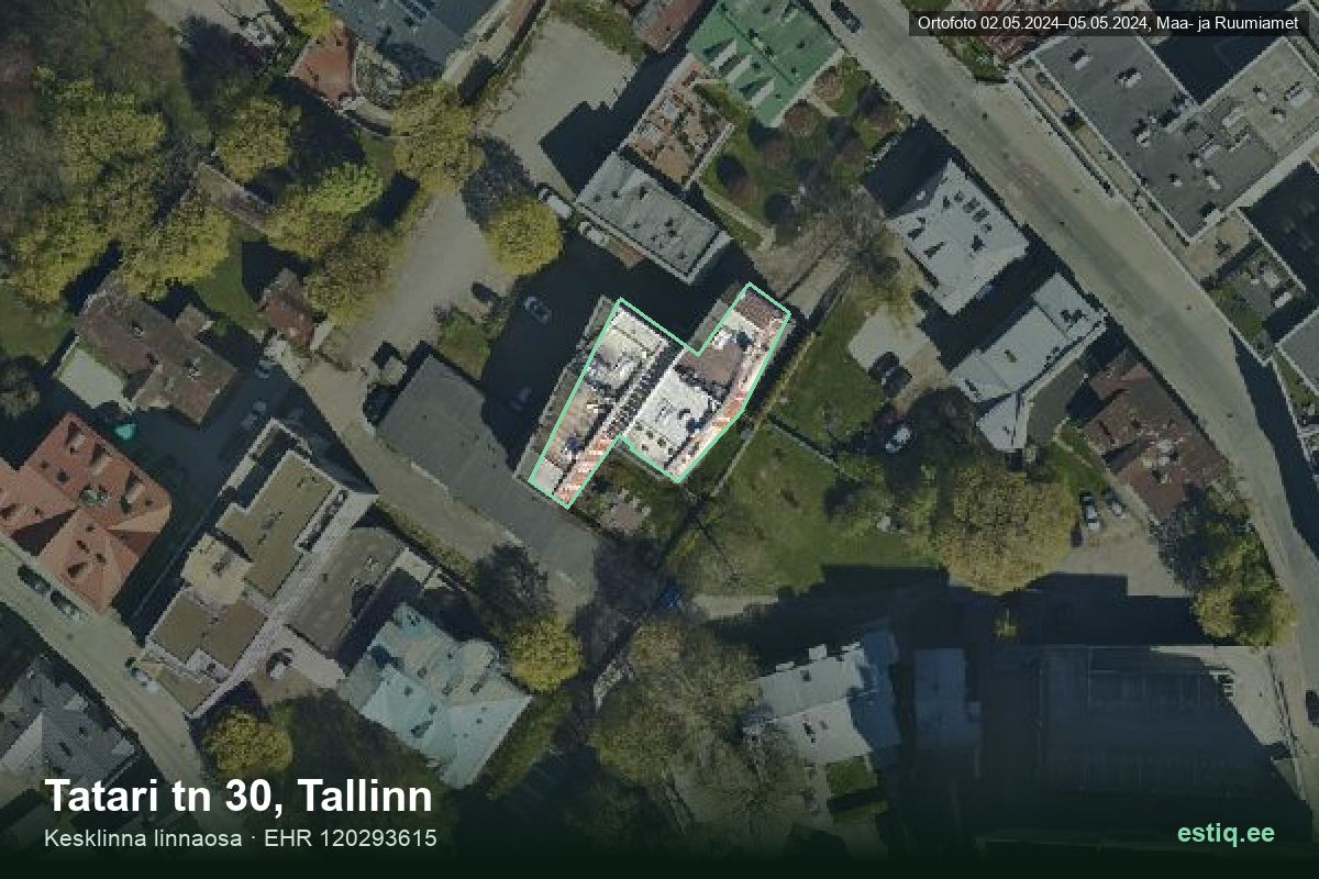Tatari tänav 30, Tallinn – hoone aerofoto, kontuur ehitisregistri (EHR) andmetest