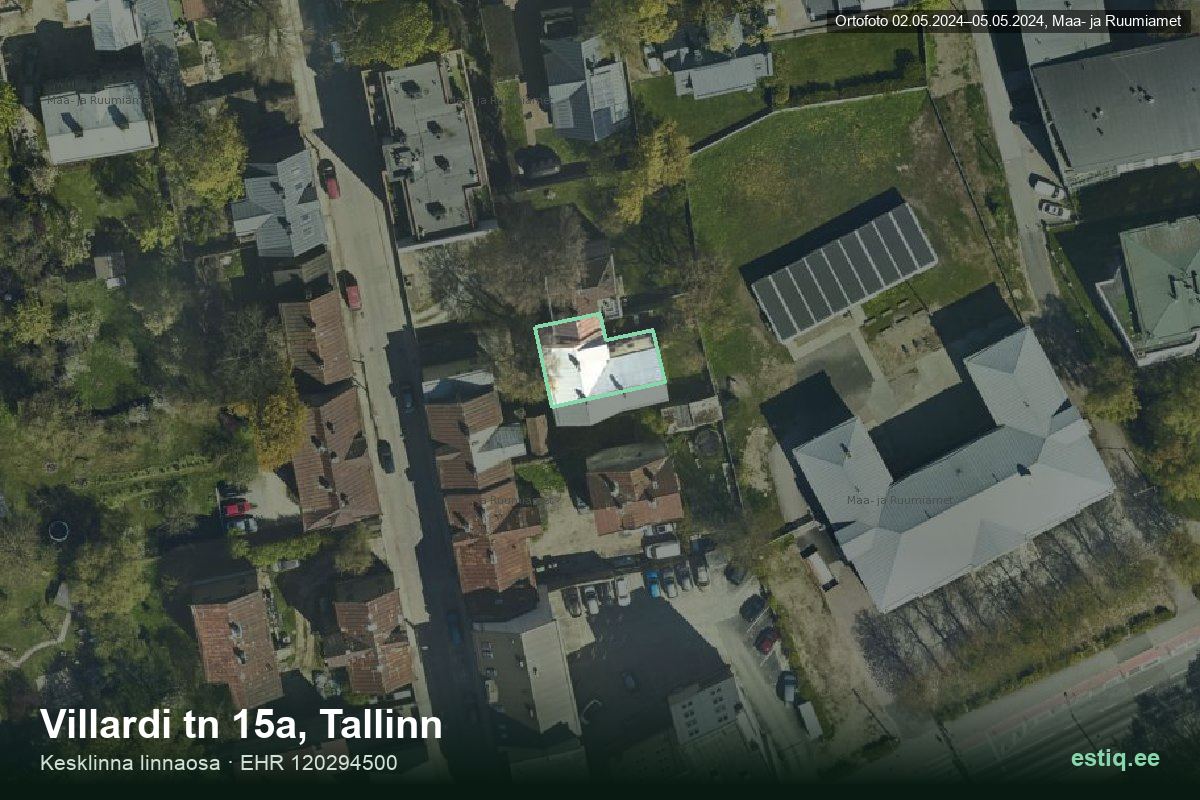 Villardi tänav 15a, Tallinn – ilmakuva rakennuksesta, ääriviiva rakennusrekisteristä (EHR)