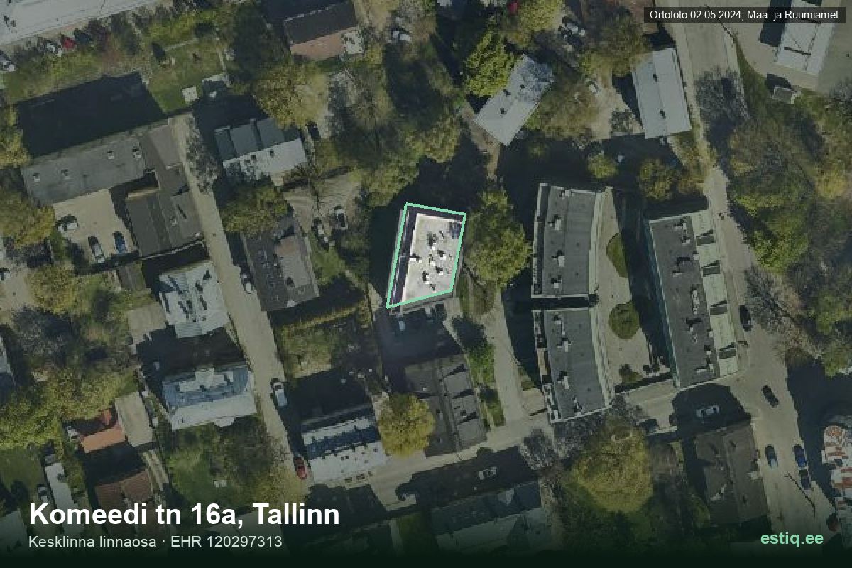 Komeedi tänav 16a, Tallinn – hoone aerofoto, kontuur ehitisregistri (EHR) andmetest