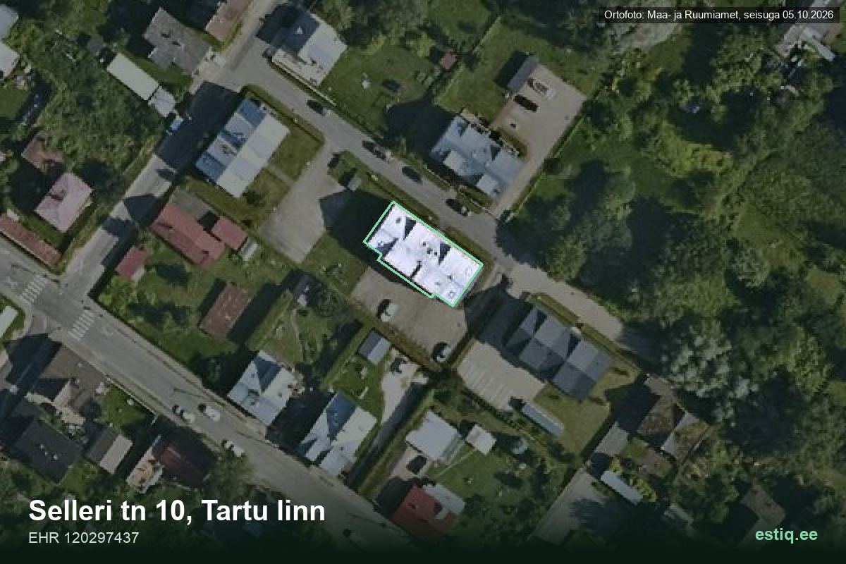 Selleri tänav 10, Tartu – aerial photo of the building, outline from the Building Register (EHR)