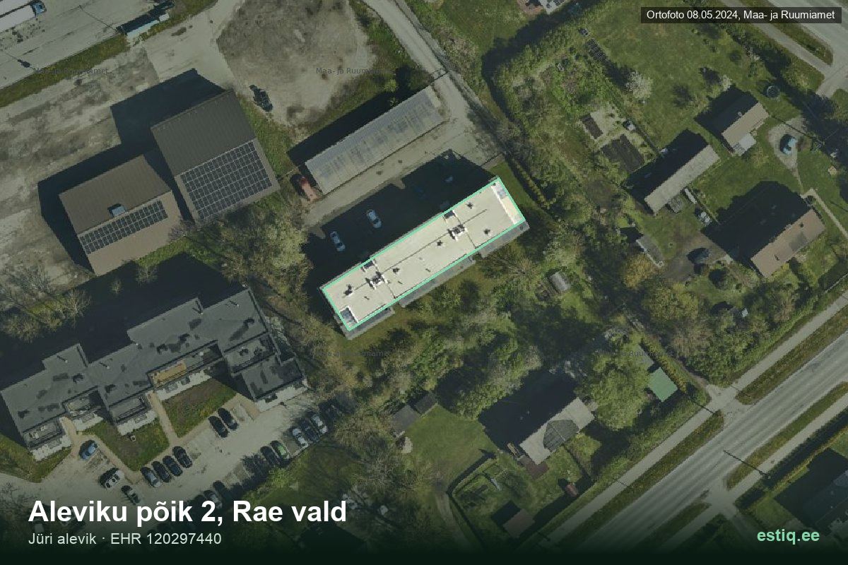 Aleviku põik 2, Rae – aerial photo of the building, outline from the Building Register (EHR)