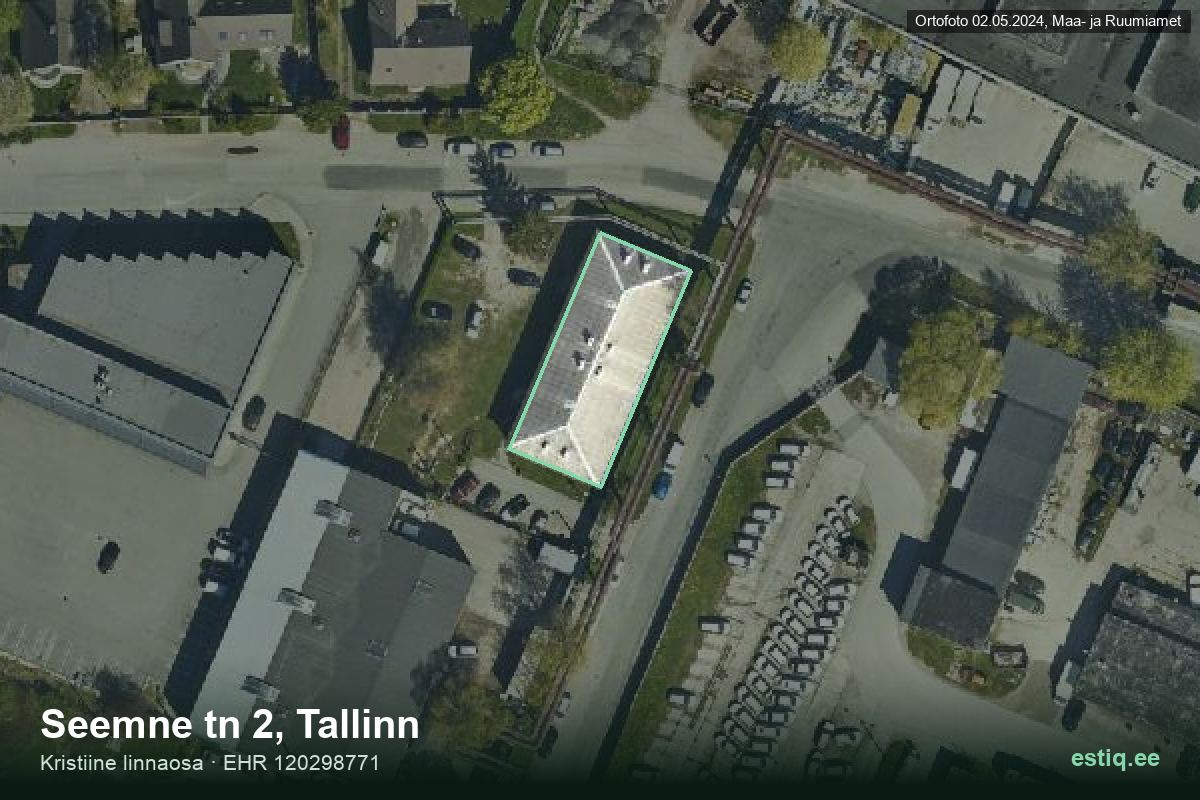 Seemne tänav 2, Tallinn – аэрофото дома, контур по данным регистра строений (EHR)