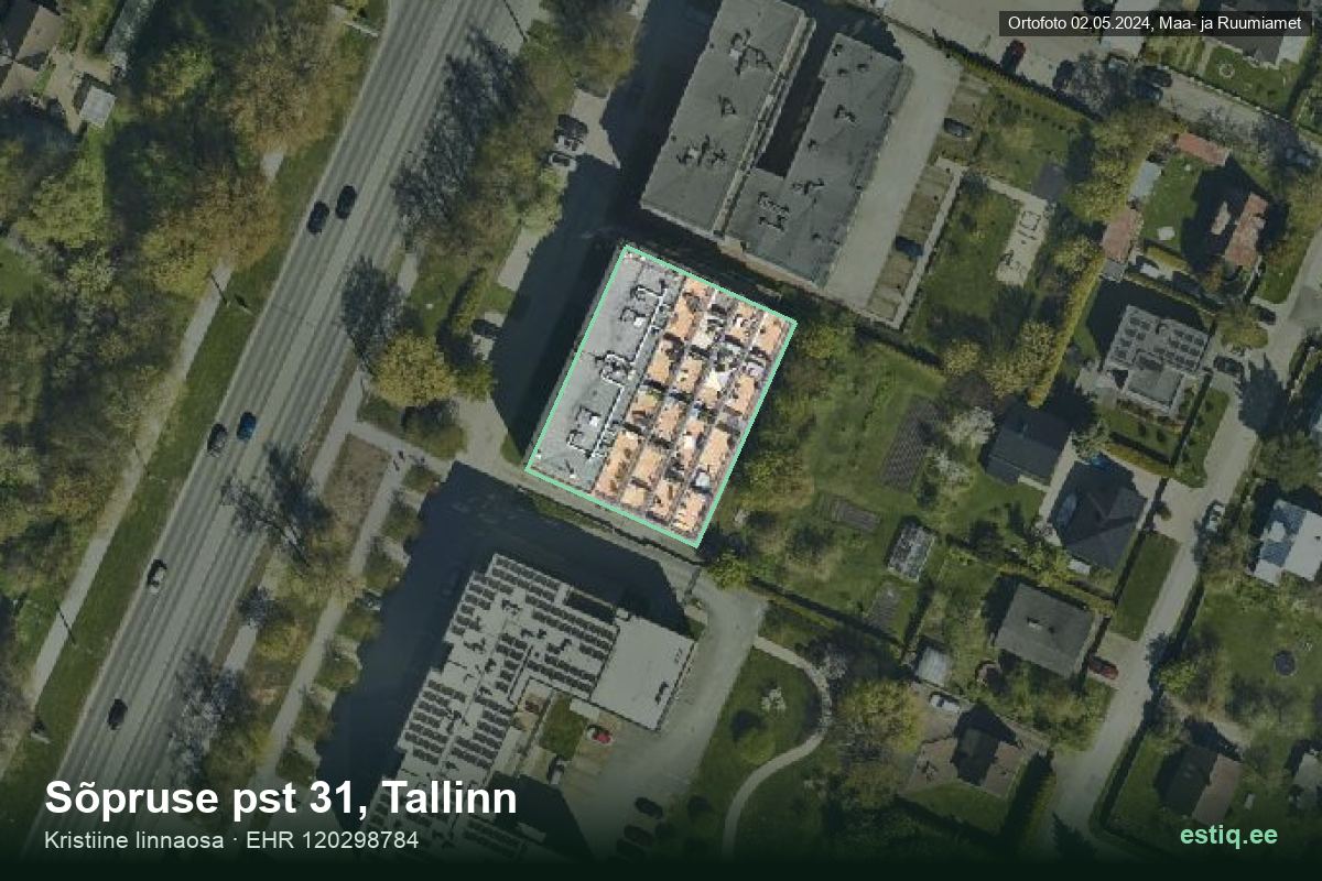 Sõpruse pst 31, Tallinn – hoone aerofoto, kontuur ehitisregistri (EHR) andmetest