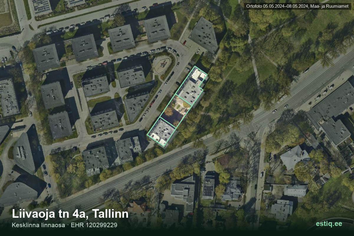 Liivaoja tänav 4a, Tallinn – hoone aerofoto, kontuur ehitisregistri (EHR) andmetest
