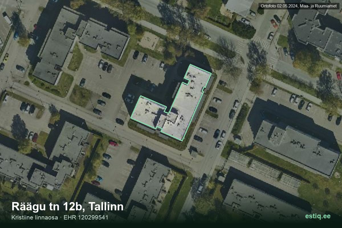 Räägu tänav 12b, Tallinn – hoone aerofoto, kontuur ehitisregistri (EHR) andmetest