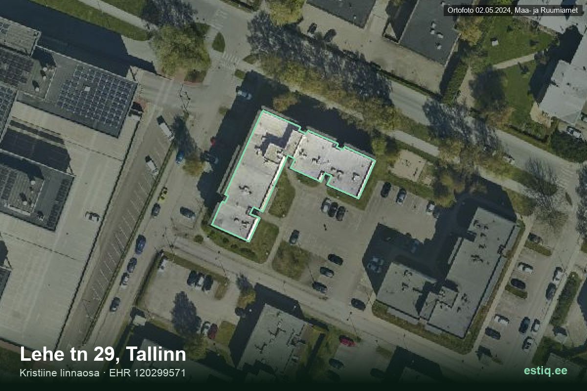 Lehe tänav 29, Tallinn – ilmakuva rakennuksesta, ääriviiva rakennusrekisteristä (EHR)