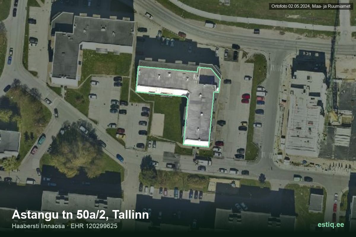 Astangu tänav 50a/2, Tallinn – hoone aerofoto, kontuur ehitisregistri (EHR) andmetest