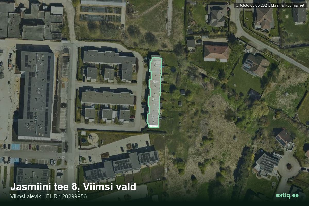 Jasmiini tee 8, Viimsi – ilmakuva rakennuksesta, ääriviiva rakennusrekisteristä (EHR)