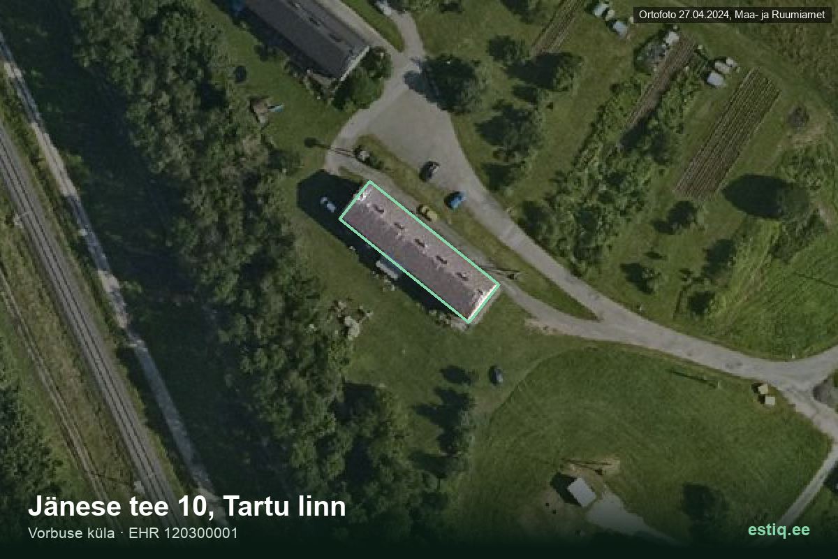 Jänese tee 10, Tartu – hoone aerofoto, kontuur ehitisregistri (EHR) andmetest