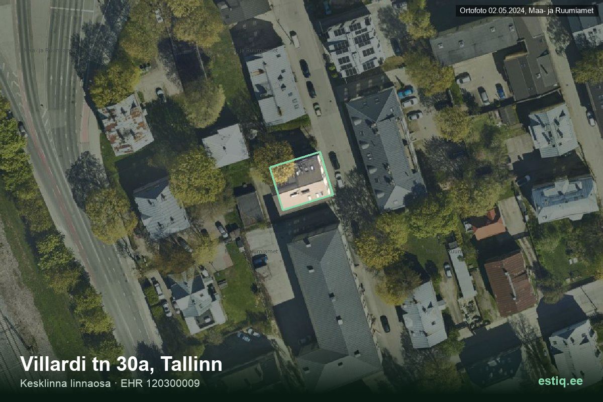 Villardi tänav 30a, Tallinn – hoone aerofoto, kontuur ehitisregistri (EHR) andmetest