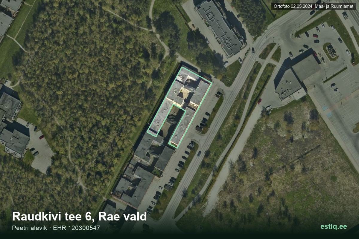 Raudkivi tee 6, Rae – hoone aerofoto, kontuur ehitisregistri (EHR) andmetest