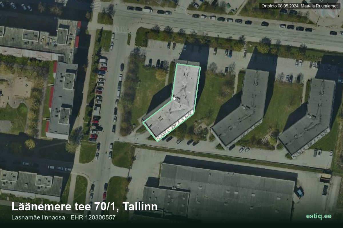 Läänemere tee 70/1, Tallinn – hoone aerofoto, kontuur ehitisregistri (EHR) andmetest