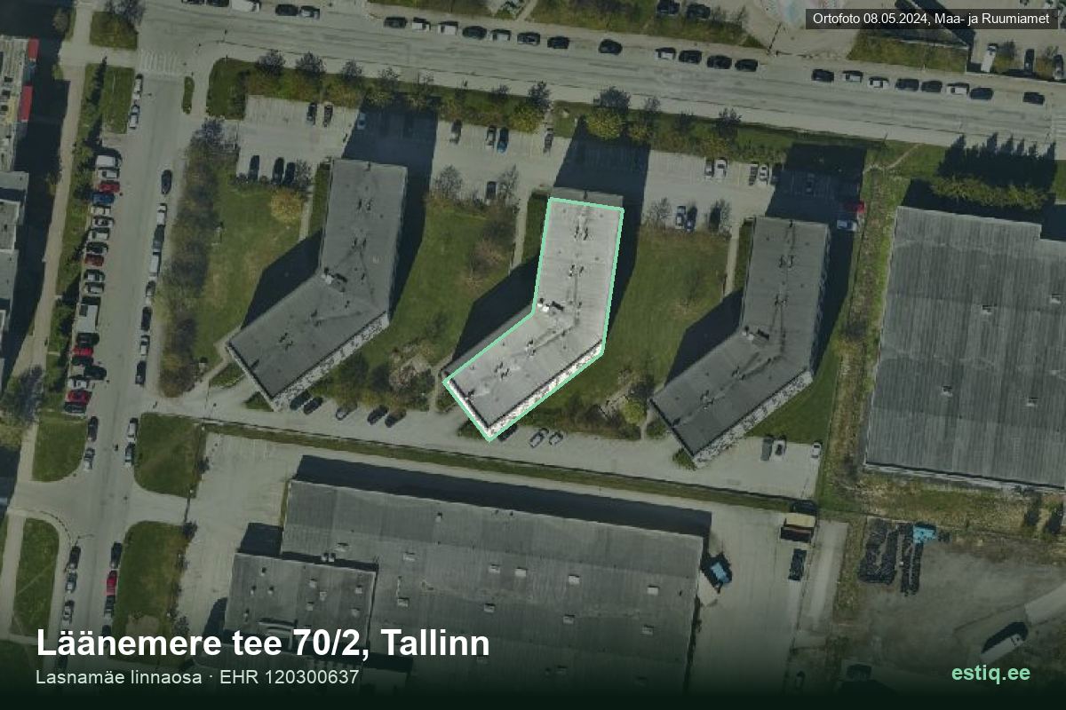 Läänemere tee 70/2, Tallinn – hoone aerofoto, kontuur ehitisregistri (EHR) andmetest