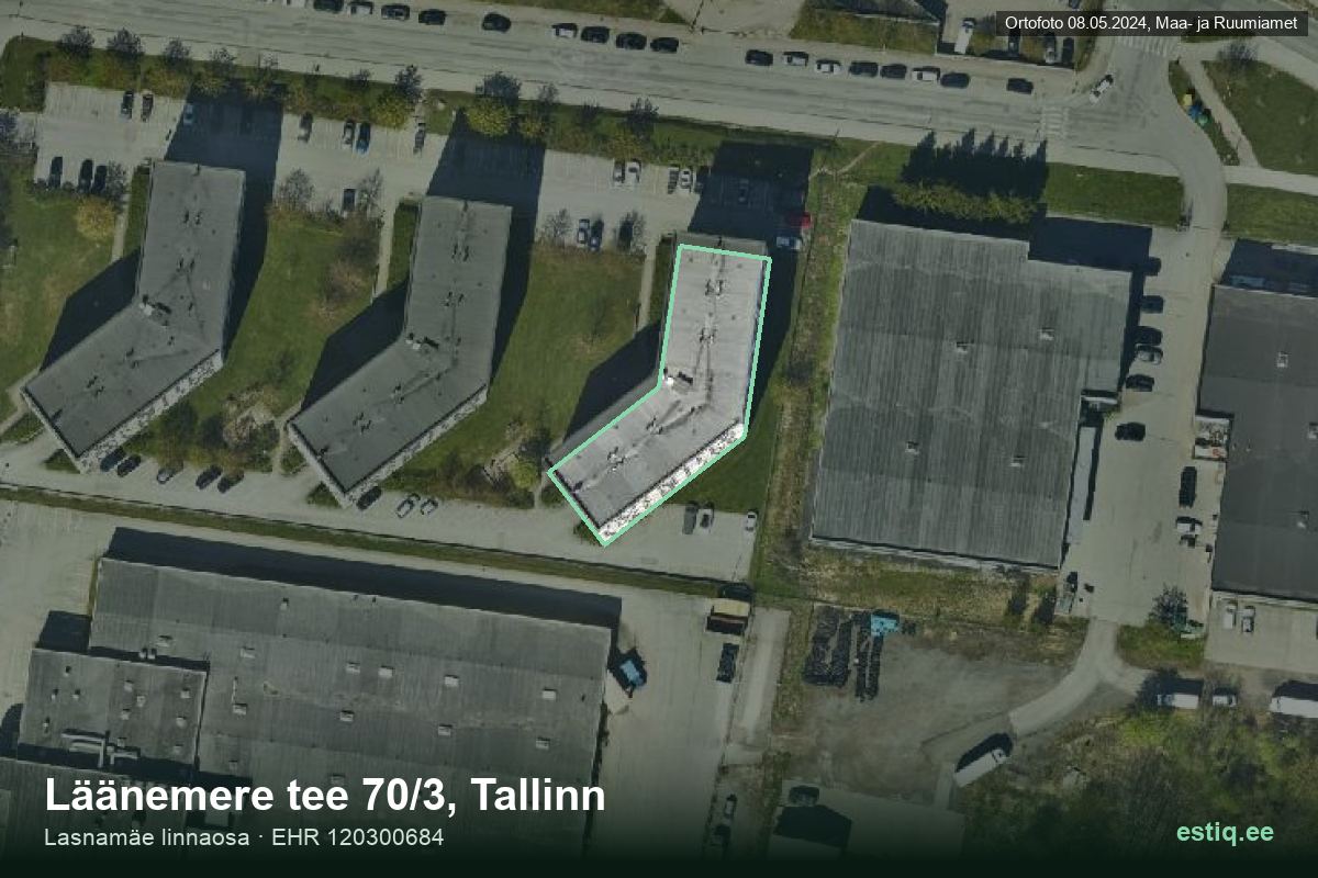 Läänemere tee 70/3, Tallinn – hoone aerofoto, kontuur ehitisregistri (EHR) andmetest