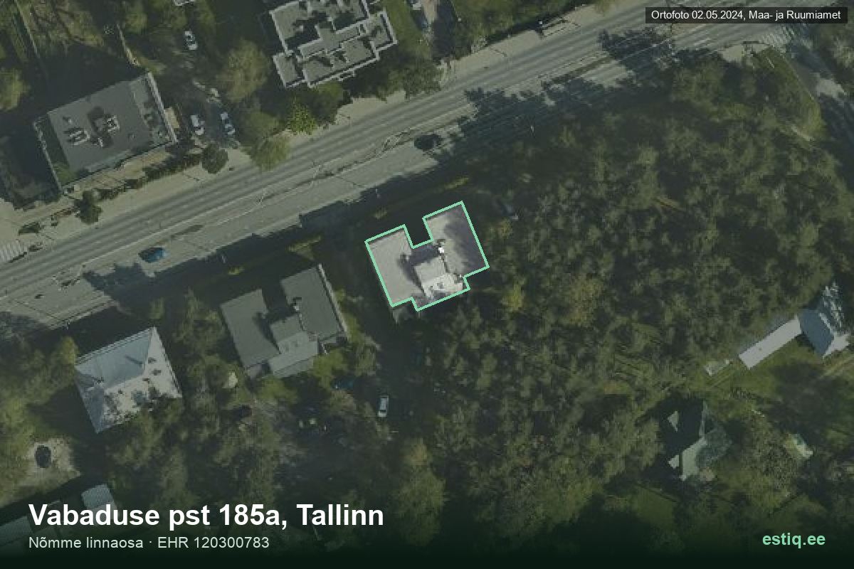 Vabaduse pst 185a, Tallinn – hoone aerofoto, kontuur ehitisregistri (EHR) andmetest