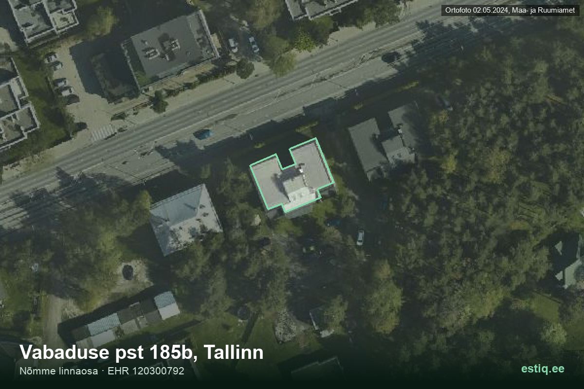 Vabaduse pst 185b, Tallinn – hoone aerofoto, kontuur ehitisregistri (EHR) andmetest