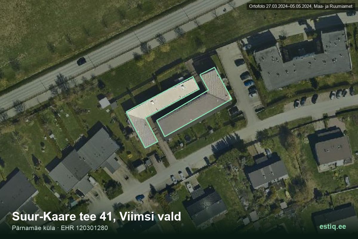 Suur-Kaare tee 41, Viimsi – hoone aerofoto, kontuur ehitisregistri (EHR) andmetest