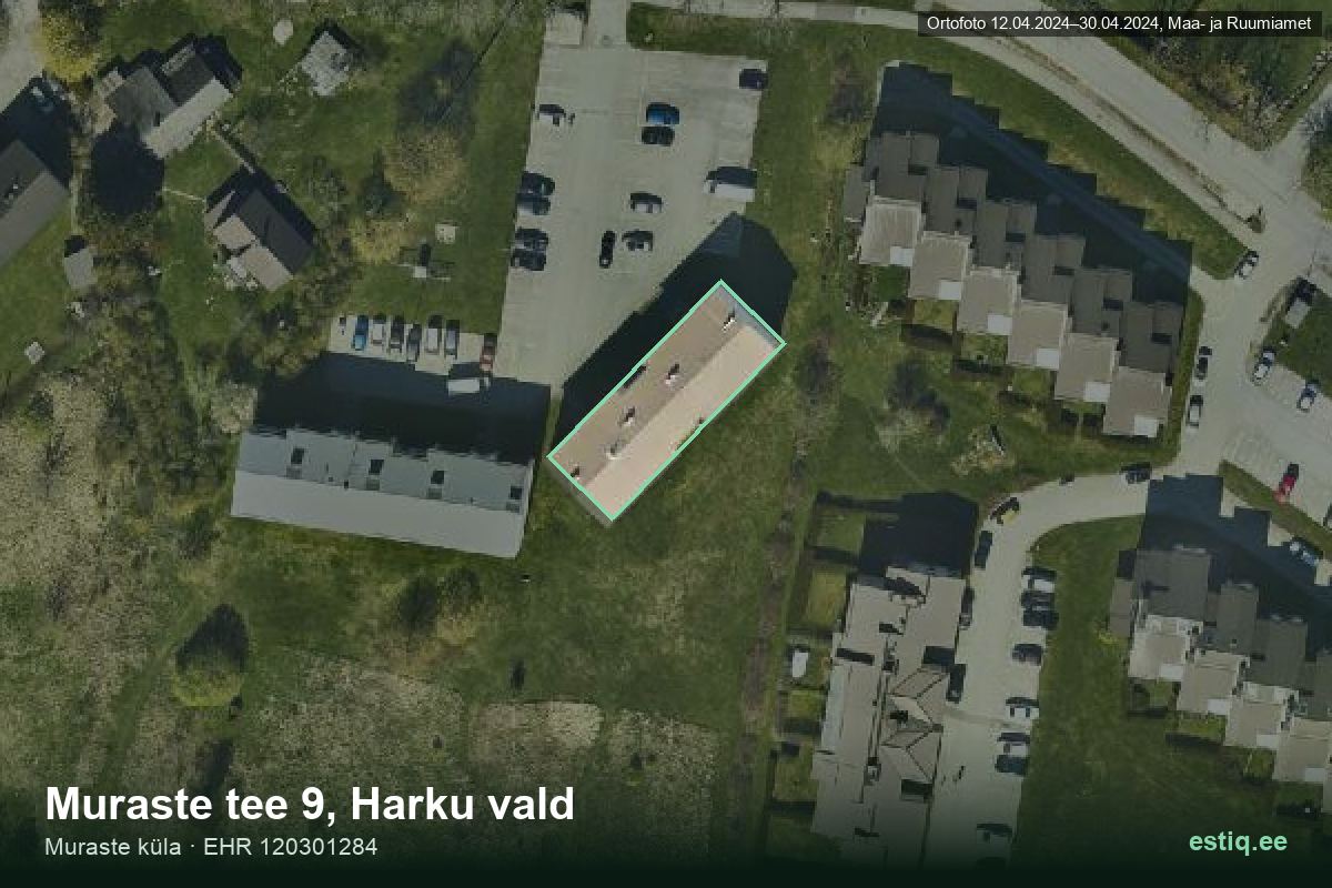 Muraste tee 9, Harku – hoone aerofoto, kontuur ehitisregistri (EHR) andmetest
