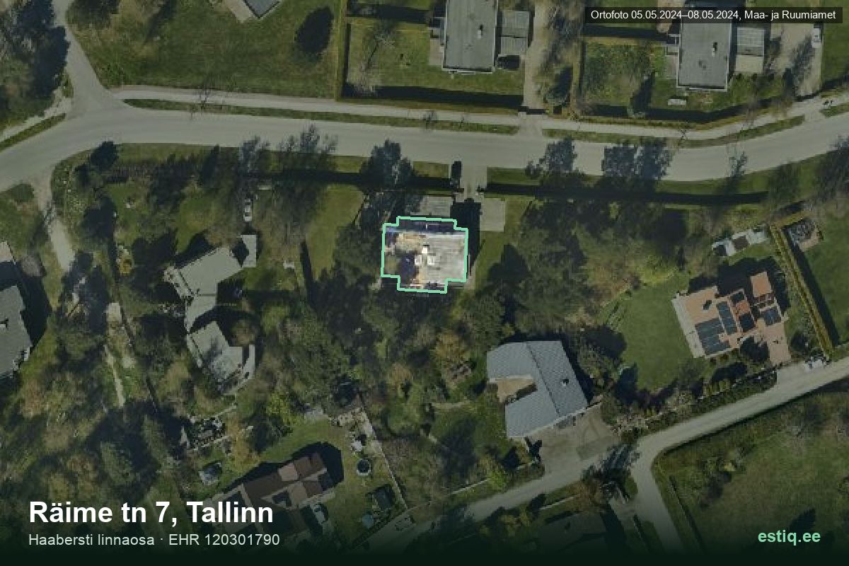 Räime tänav 7, Tallinn – hoone aerofoto, kontuur ehitisregistri (EHR) andmetest