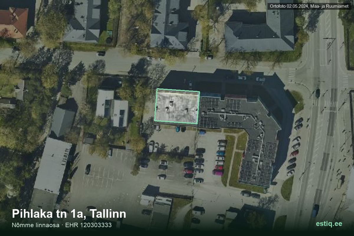Pihlaka tänav 1a, Tallinn – hoone aerofoto, kontuur ehitisregistri (EHR) andmetest