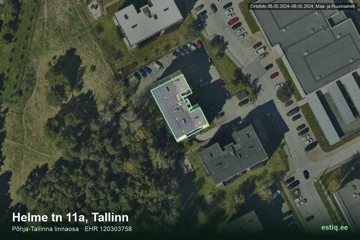 Helme tänav 11a, Tallinn – hoone aerofoto, kontuur ehitisregistri (EHR) andmetest