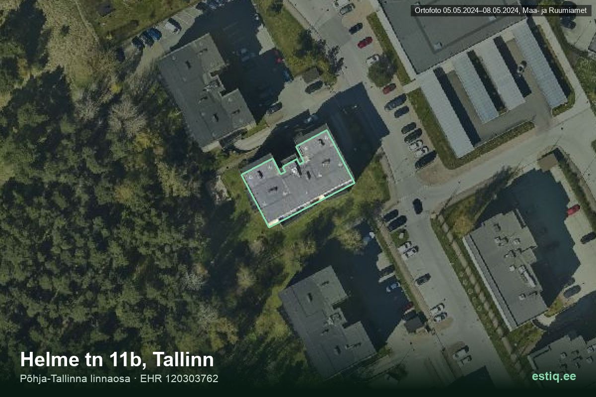 Helme tänav 11b, Tallinn – hoone aerofoto, kontuur ehitisregistri (EHR) andmetest