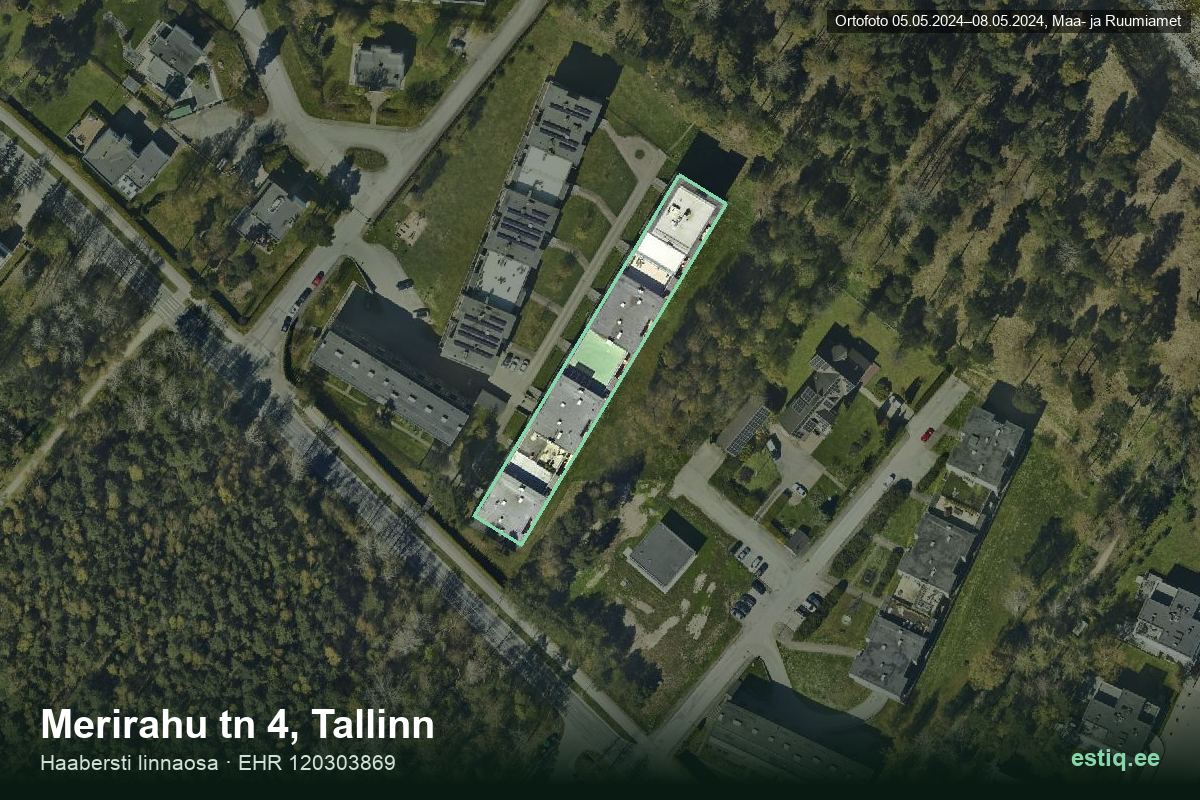 Merirahu tänav 4, Tallinn – hoone aerofoto, kontuur ehitisregistri (EHR) andmetest