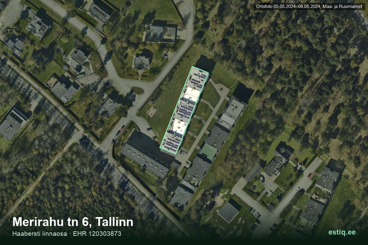 Merirahu tänav 6, Tallinn – hoone aerofoto, kontuur ehitisregistri (EHR) andmetest