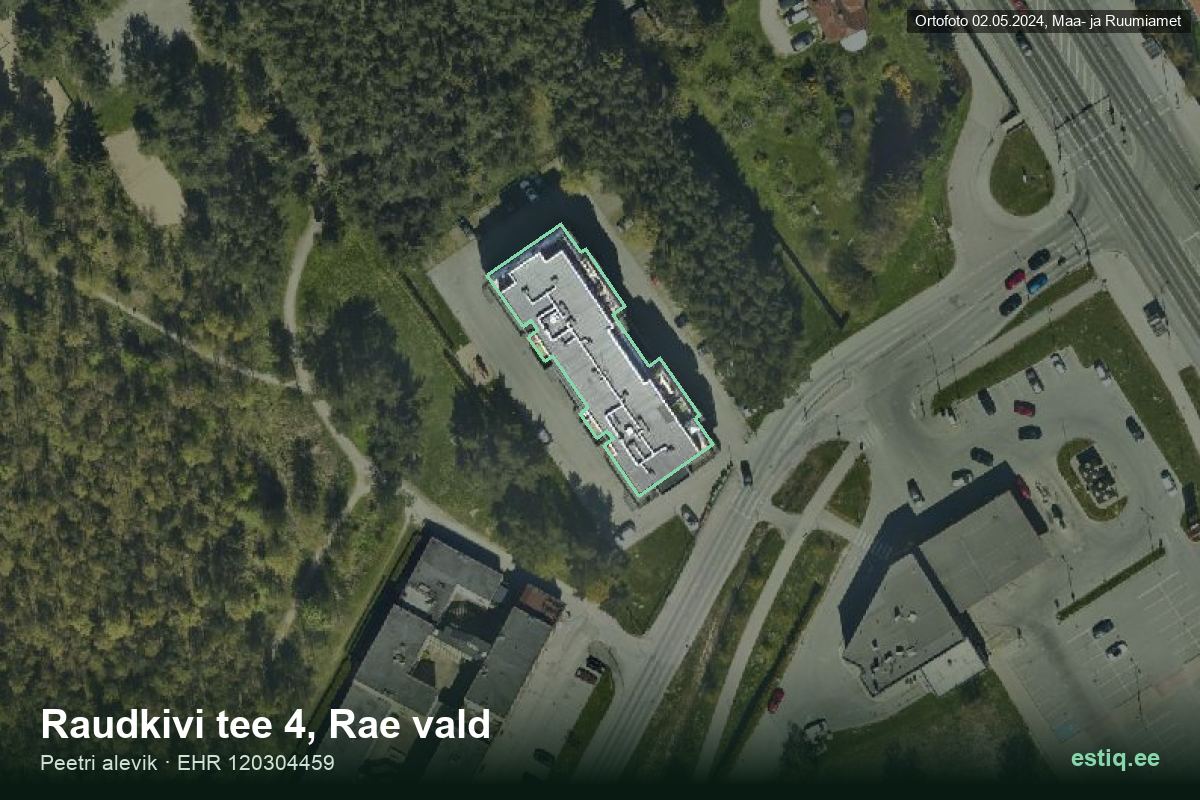 Raudkivi tee 4, Rae – hoone aerofoto, kontuur ehitisregistri (EHR) andmetest