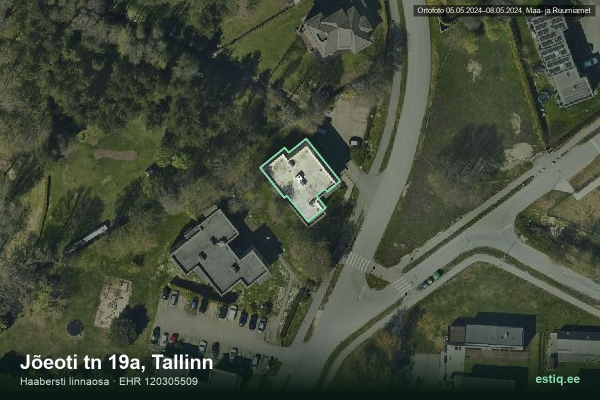 Jõeoti tänav 19a, Tallinn – hoone aerofoto, kontuur ehitisregistri (EHR) andmetest