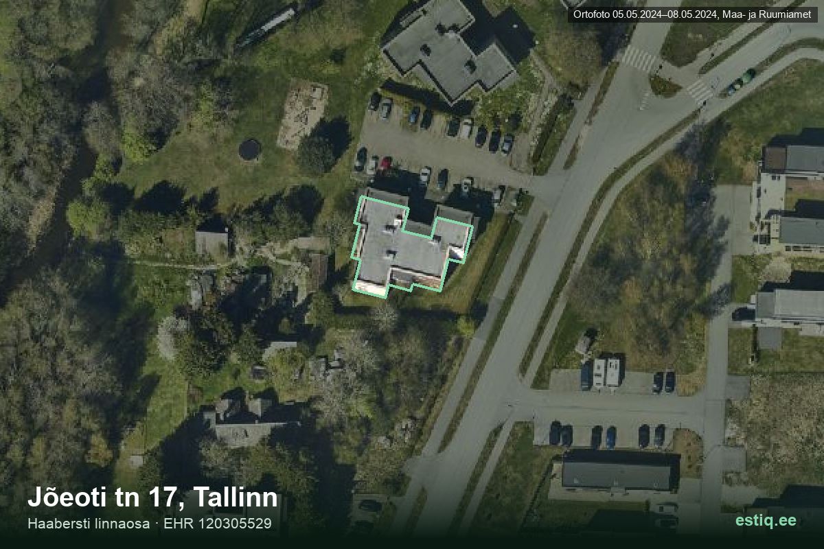 Jõeoti tänav 17, Tallinn – аэрофото дома, контур по данным регистра строений (EHR)