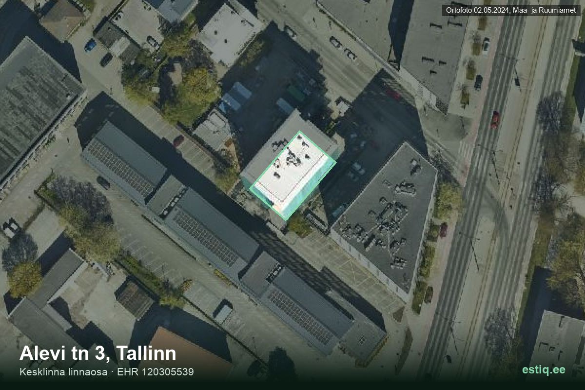 Alevi tänav 3, Tallinn – hoone aerofoto, kontuur ehitisregistri (EHR) andmetest