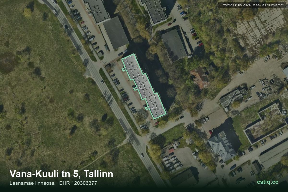 Vana-Kuuli tänav 5, Tallinn – hoone aerofoto, kontuur ehitisregistri (EHR) andmetest