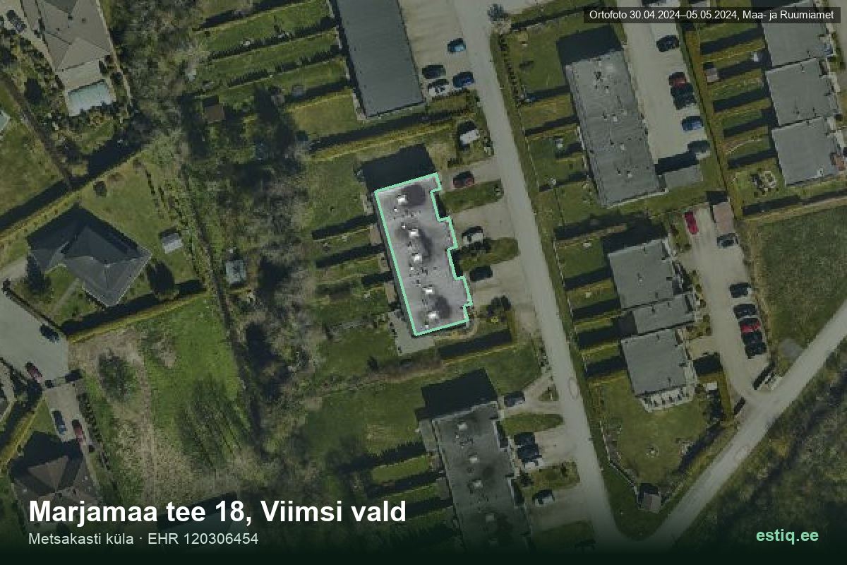 Marjamaa tee 18, Viimsi – aerial photo of the building, outline from the Building Register (EHR)