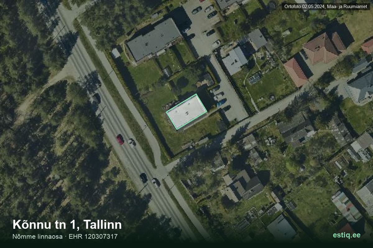 Kõnnu tänav 1, Tallinn – aerial photo of the building, outline from the Building Register (EHR)