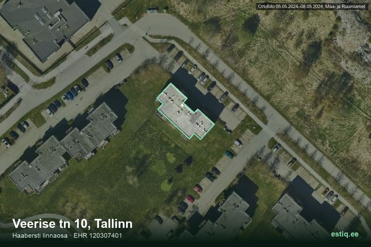 Veerise tänav 10, Tallinn – ilmakuva rakennuksesta, ääriviiva rakennusrekisteristä (EHR)