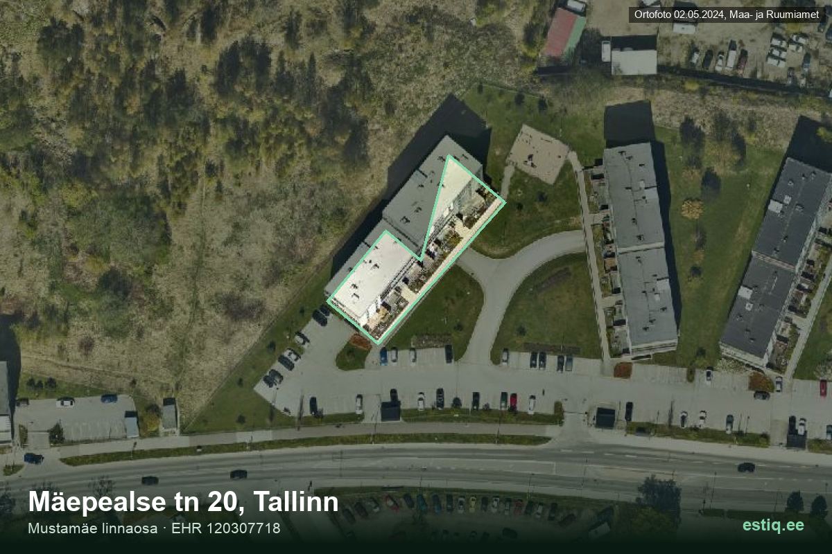 Mäepealse tänav 20, Tallinn – hoone aerofoto, kontuur ehitisregistri (EHR) andmetest