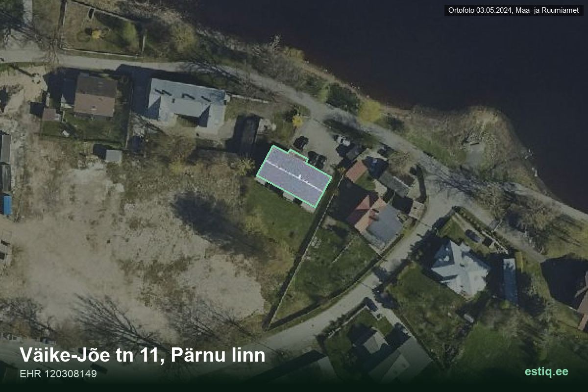 Väike-Jõe tänav 11, Pärnu – ilmakuva rakennuksesta, ääriviiva rakennusrekisteristä (EHR)