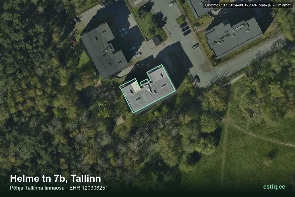 Helme tänav 7b, Tallinn – ilmakuva rakennuksesta, ääriviiva rakennusrekisteristä (EHR)