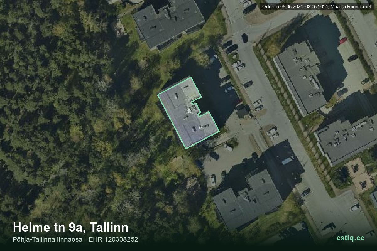 Helme tänav 9a, Tallinn – ilmakuva rakennuksesta, ääriviiva rakennusrekisteristä (EHR)