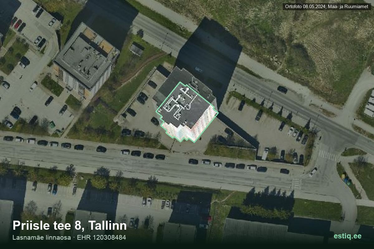Priisle tee 8, Tallinn – aerial photo of the building, outline from the Building Register (EHR)