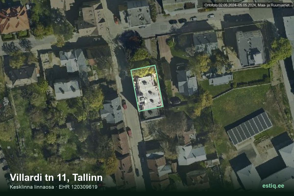 Villardi tänav 11, Tallinn – hoone aerofoto, kontuur ehitisregistri (EHR) andmetest