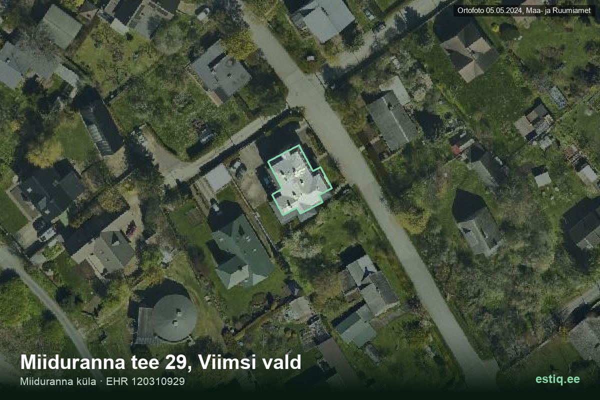 Miiduranna tee 29, Viimsi – ilmakuva rakennuksesta, ääriviiva rakennusrekisteristä (EHR)